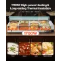 VEVOR Commercial Food Warmer, 1700W Electric Stainless Steel Steam Food Warmer with Glass Cover, 8-Pan Countertop Buffet Bain Ma
