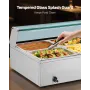 Commercial Food Warmer, 1700W Electric Stainless Steel Steam Food Warmer with Glass Cover, 8-Pan Countertop Buffet Bain Marie wi