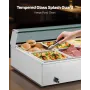 VEVOR Commercial Food Warmer, 1700W Electric Stainless Steel Steam Food Warmer with Glass Cover, 10-Pan Countertop Buffet Bain M