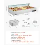 VEVOR kommerciel madvarmer, 1700 W elektrisk dampvarmer i rustfrit stål med glasdæksel, 10-pandes bordplade Buffet Bain M