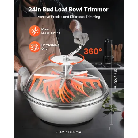 VEVOR Bud-bladskålstrimmer, 600 mm manuel knoptrimmer, med skarpe knive i rustfrit stål, visuel skæring, våd og tør hydroponisk