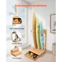 Vertical Surfboard Stand, 3 Tiers Wooden Surfboard Rack for Storage and Display, Freestanding Board Stand Organizer with Hanging