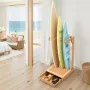Vertical Surfboard Stand, 3 Tiers Wooden Surfboard Rack for Storage and Display, Freestanding Board Stand Organizer with Hanging
