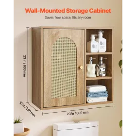 VEVOR badeværelsesvægskab, dør og justerbar hylde med 5 højdeniveauer, over toiletopbevaring Medicinskab vægmontering
