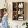 Bathroom Wall Cabinet, Door and Adjustable Shelf with 5 Height Levels, Over the Toilet Storage Medicine Cabinet Wall Mounted, Ha