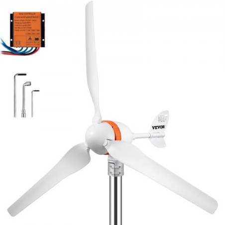 Vindmøllegenerator, 12V/AC Wind Murbine Kit, 400W vindkraftgenerator med MPPT -controller 3 Blades Auto Juster Windward