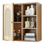 Bathroom Wall Cabinet, Door and Adjustable Shelf with 5 Height Levels, Over the Toilet Storage Medicine Cabinet Wall Mounted, Ha