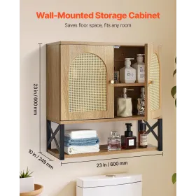 VEVOR Bathroom Wall Cabinet, with 2 Doors and Adjustable Shelf, Over the Toilet Storage Medicine Cabinet Wall Mounted, Hanging O