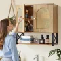 Bathroom Wall Cabinet, with 2 Doors and Adjustable Shelf, Over the Toilet Storage Medicine Cabinet Wall Mounted, Hanging Organiz