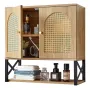 Bathroom Wall Cabinet, with 2 Doors and Adjustable Shelf, Over the Toilet Storage Medicine Cabinet Wall Mounted, Hanging Organiz