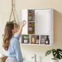 Bathroom Wall Cabinet, 2 Doors & Adjustable Shelf, Over the Toilet Storage Medicine Cabinet Wall Mounted, Hanging Organizer with
