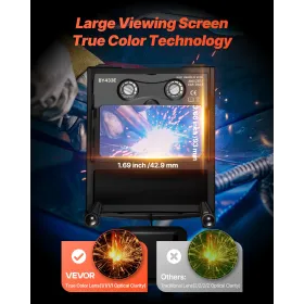 VEVOR svejsehjelm automatisk mørkfarvning, 93 x 43 mm ægte farve svejsehætte, solcelledrevet svejsemaske 2 lysbuesensorer,