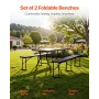 VEVOR Plastic Folding Bench, 6 ft Portable Bench for Outdoor Picnic Party Camping Dining, Foldable Smooth HDPE Seat for Garden S