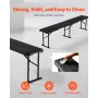 VEVOR Plastic Folding Bench, 6 ft Portable Bench for Outdoor Picnic Party Camping Dining, Foldable Smooth HDPE Seat for Garden S