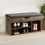 Entryway Shoe Bench, 805 x 305 x 445 mm Shoe Storage Organizer with Hidden Lift Top Storage Space, 300lbs Bench with Cushion Sea