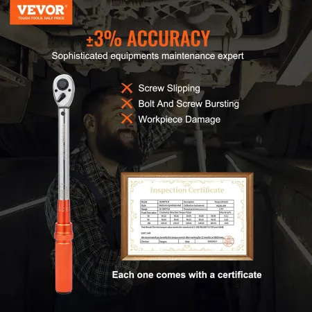 Torque Wrench, 1.3 cm Drive Click Torque Wrench 10-150ft.lb/14-204n.m, Dual-Direction Adjustable Torque Wrench Set, Mechanical D