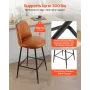 Bar Stool Set of 3, 69cm Counter Height Swivel Stools, Modern PU Leather Counter Barstool with Backrest and Metal Legs, Armless 
