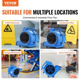 Floor Blower 1250 RPM 2600 CFM Air Mover with 4 Blowing Angles 3-Speeds