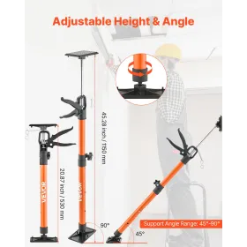 VEVOR Cabinet Jack Support Pole, 2-Pack, 54-155 cm Steel Telescopic Quick Support Rod, Adjustable 3rd Hand System up to 70 kg Ca