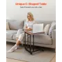 C Table, C Shaped Sofa Side Table with Metal Frame Rolling Casters, Portable C Shaped End Stand for Living Room Bedroom Office, 
