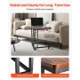 C Table, C Shaped Sofa Side Table with Metal Frame Rolling Casters, Portable C Shaped End Stand for Living Room Bedroom Office, 