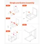 C Table, C Shaped Sofa Side Table with Metal Frame Rolling Casters, Portable C Shaped End Stand for Living Room Bedroom Office, 