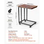 C Table, C Shaped Sofa Side Table with Metal Frame Rolling Casters, Portable C Shaped End Stand for Living Room Bedroom Office, 