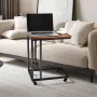 C Table, C Shaped Sofa Side Table with Metal Frame Rolling Casters, Portable C Shaped End Stand for Living Room Bedroom Office, 