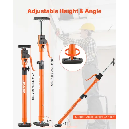 kabinetstøttestang, 2-pak, 64,5-115 cm stål teleskopisk