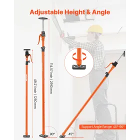 VEVOR kabinetstøttestang, 4-pak, 125-291 cm stål teleskopisk hurtigstøttestang, justerbart 3. håndssystem op til 90 kg C