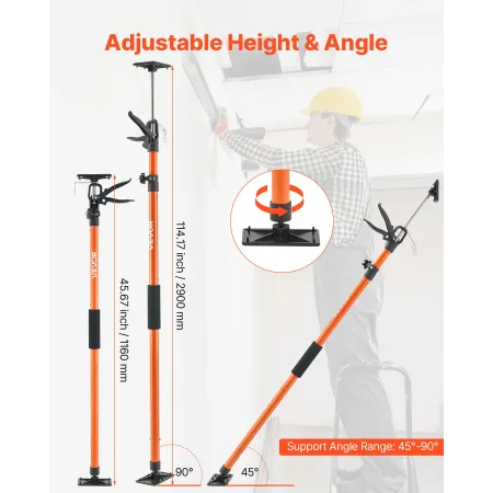 Cabinet Jack Support Pole, 2-Pack, 116-290 cm Steel Telescopic Quick Support Rod, Adjustable 3rd Hand System up to 70 kg Capacit