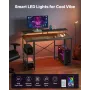 VEVOR 120 cm Computer Desk with Smart LED Lights and Power Outlets, Reversible Gaming Office Desk with Monitor Stand and 2-Tier 