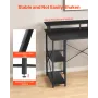 120 cm Computer Desk with Smart LED Lights and Power Outlets, Reversible Gaming Office Desk with Monitor Stand and 2-Tier Storag