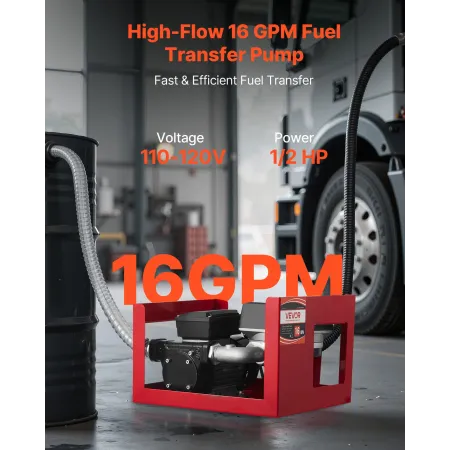 VEVOR Fuel Transfer Pump 230V, 16 GPM 60 L/min, AC Electric Oil Transfer Pump for Diesel Kerosene Biodiesel, with Meter, Auto Fu