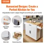 Kitchen Island Cart with Solid Wood Top, 90 cm Width Mobile Carts with Storage Cabinet, Rolling Kitchen Table with Spice Rack, T