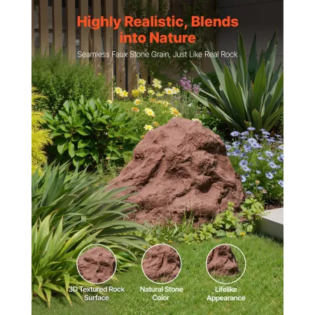 VEVOR Faux Rock Cover, Outdoor Fake Rock Well Pump Cover, Realistic Natural Texture, Lightweight & Weather-Resistant Polyresin A