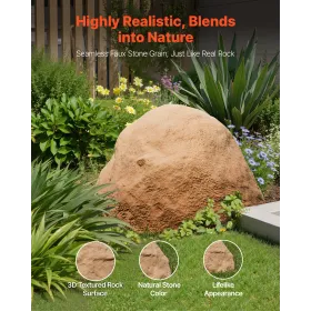 VEVOR Faux Rock Cover, Udendørs Fake Rock Well Pump Cover, Realistisk naturlig tekstur, let og vejrbestandig kunstig