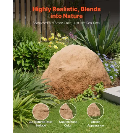 VEVOR Faux Rock Cover, Outdoor Fake Rock Well Pump Cover, Realistic Natural Texture, Lightweight & Weather-Resistant Artificial 