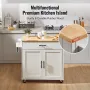 Kitchen Island Cart med solid træ top, 35,4 "bredde mobile