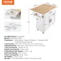 Kitchen Island Cart med solid træ top, 35,4 "bredde mobile