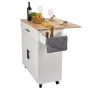 Kitchen Island Cart with Solid Wood Top, 90 cm Width Mobile Carts with Storage Cabinet, Rolling Kitchen Table with Spice Rack, T