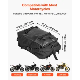 VEVOR Motorcycle Tail Bag, 30 L Motorcycle Rear Seat Bag with Waterproof Rain Cover, Outdoor Sports Motorbike Luggage Storage Tr