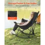 VEVOR Rocking Camping Chair, Portable Folding Rocker, Heavy-Duty Lawn Chair Recliner with Cupholder & Pocket, Supports 225lbs, F