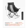 VEVOR Rocking Camping Chair, Portable Folding Rocker, Heavy-Duty Lawn Chair Recliner with Cupholder & Pocket, Supports 225lbs, F