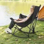 VEVOR Rocking Camping Chair, Portable Folding Rocker, Heavy-Duty Lawn Chair Recliner with Cupholder & Pocket, Supports 225lbs, F