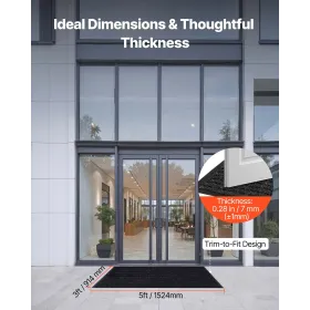 VEVOR fordørsmåtte, 1524 x 914 mm Kommerciel gulvmåtte til indendørs og udendørs, stilfuldt stribet industritæppe med PVC Bac