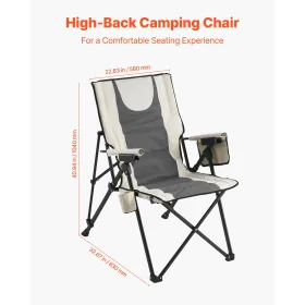 Folding Camping Chair, 3 Reclining Positions, Outdoor High Back Camping Chair, 260lbs Weight Capacity, Full Padded Beach Chairs 
