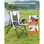 VEVOR foldecampingstol, 3 liggepositioner, udendørs højrygget campingstol, 260lbs vægtkapacitet, fuldpolstret strand C