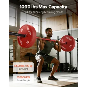 VEVOR 220 cm vægtstang, Fit 2-tommer vægtskiver, vægtstang med riflet greb til styrketræning, vægtløftning, squat, de