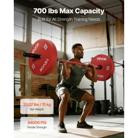 VEVOR 180 cm vægtstang, Fit 2-tommer vægtskiver, vægtstang med riflet greb til styrketræning, vægtløftning, squat, de